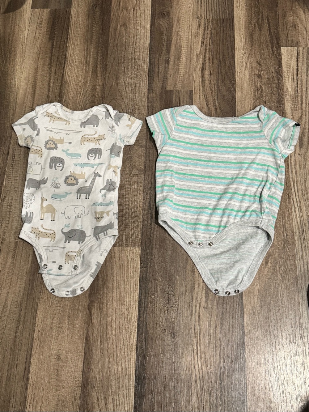 Kenneth Cole Baby Striped and Animal Print One-Piece Bodysuits in Gray and Mint